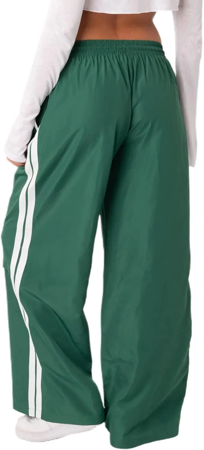 NUFIWI Women Y2k Striped Sweatpants Elastic High Rise Drawstring Track Pants Wide Leg Side Stripes Joggers with Pockets