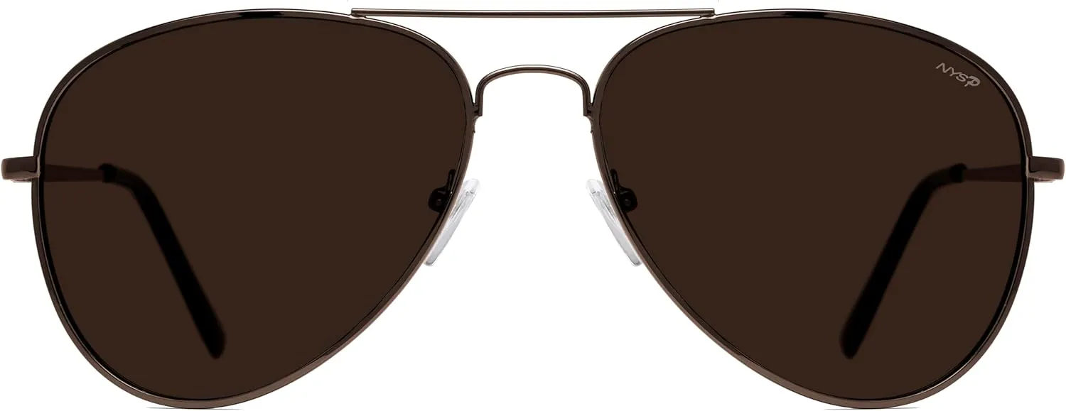 NYS Collection Premium Polarized Classic Aviator Sunglasses, Lightweight Frame, 63mm Lenses, UV400 for Men & Women