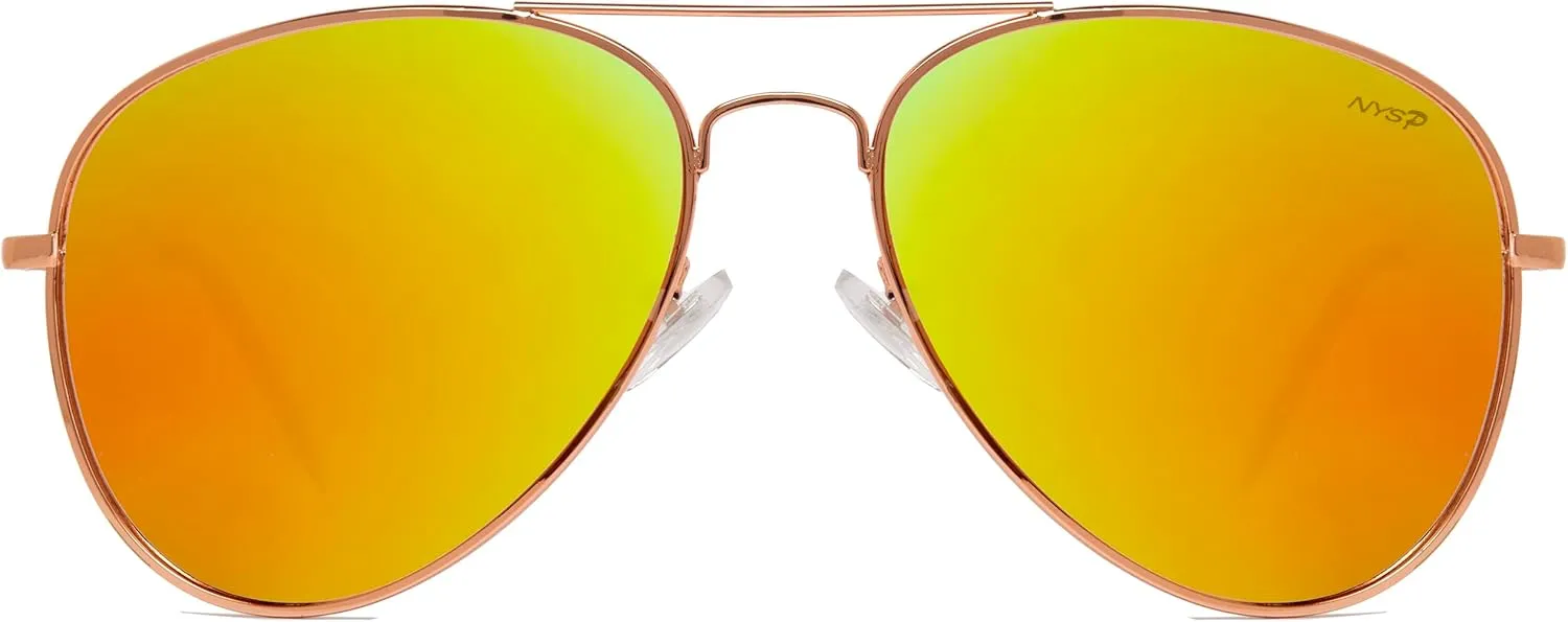 NYS Collection Premium Polarized Classic Aviator Sunglasses, Lightweight Frame, 63mm Lenses, UV400 for Men & Women