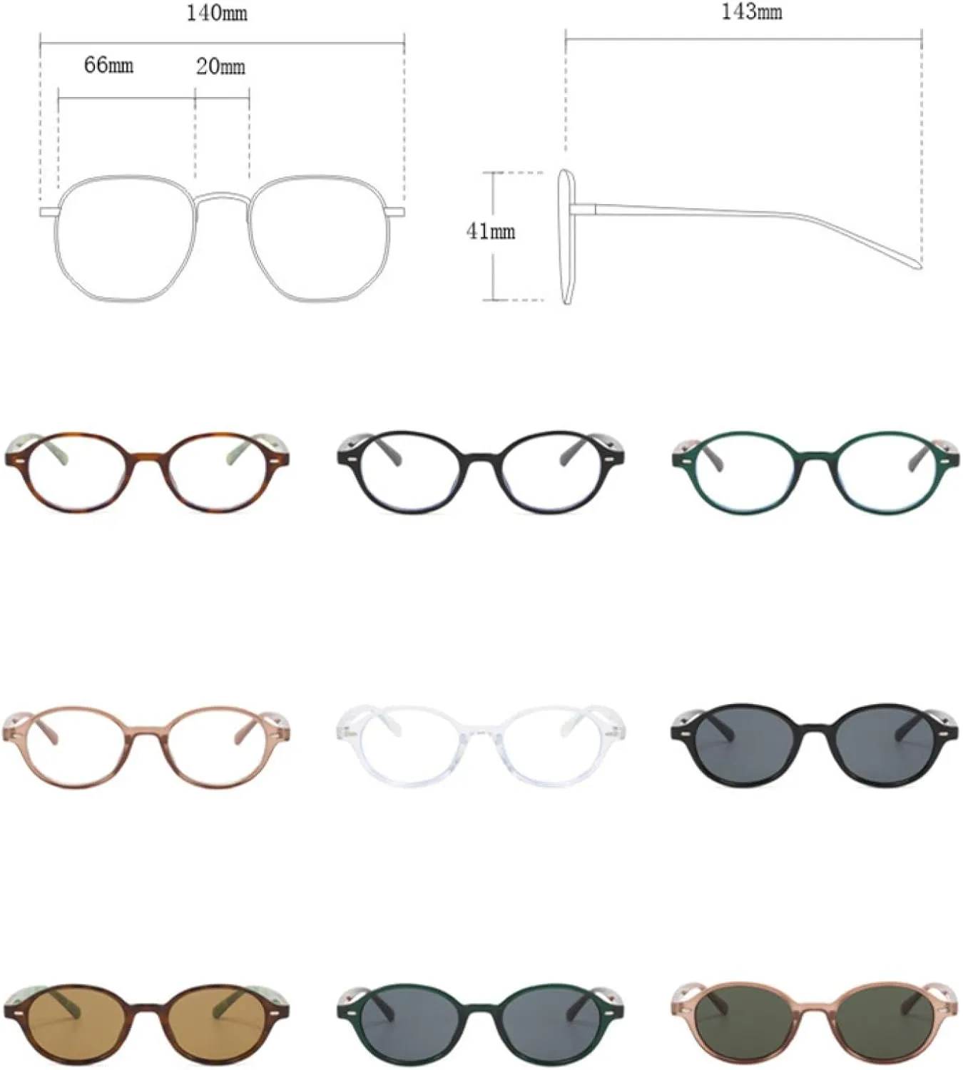 Oval Glasses Women Fashion Rivet Transparent Spectacles