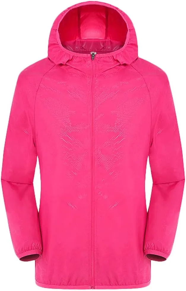 Packable Rain Jacket Hooded Men Women Lightweight Sun Protection Jacket Cycling Waterproof Windproof Rain Coats