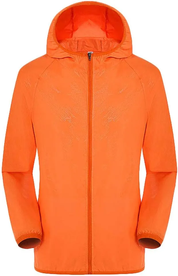 Packable Rain Jacket Hooded Men Women Lightweight Sun Protection Jacket Cycling Waterproof Windproof Rain Coats