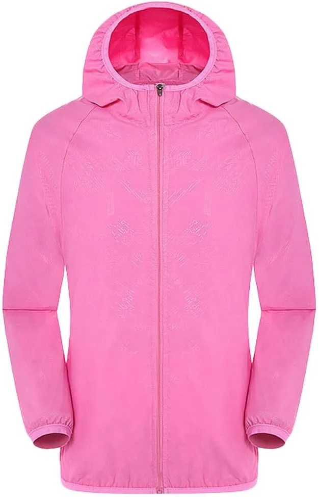 Packable Rain Jacket Hooded Men Women Lightweight Sun Protection Jacket Cycling Waterproof Windproof Rain Coats