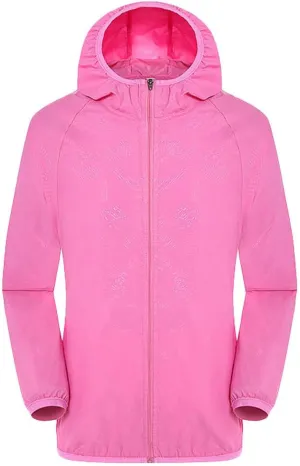Packable Rain Jacket Hooded Men Women Lightweight Sun Protection Jacket Cycling Waterproof Windproof Rain Coats