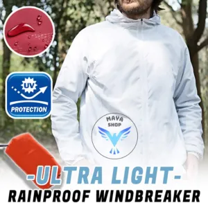 Packable Rain Jacket Hooded Men Women Lightweight Sun Protection Jacket Cycling Waterproof Windproof Rain Coats
