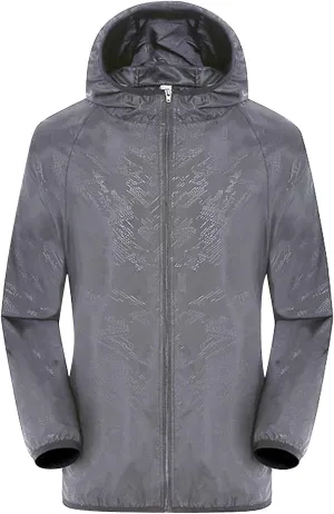 Packable Rain Jacket Hooded Men Women Lightweight Sun Protection Jacket Cycling Waterproof Windproof Rain Coats