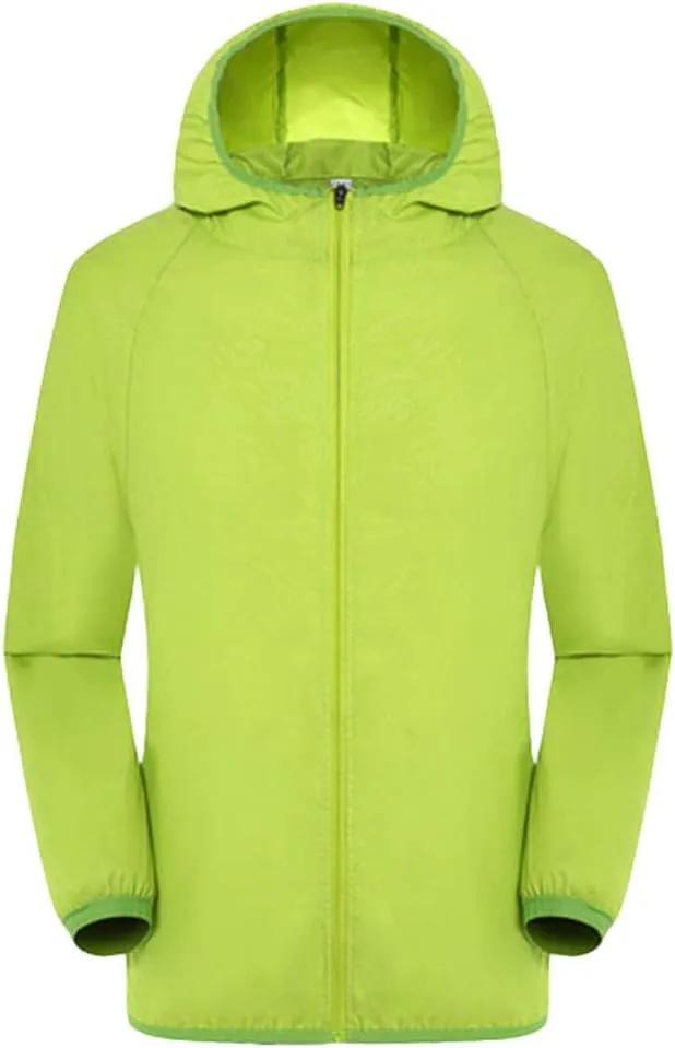 Packable Rain Jacket Hooded Men Women Lightweight Sun Protection Jacket Cycling Waterproof Windproof Rain Coats
