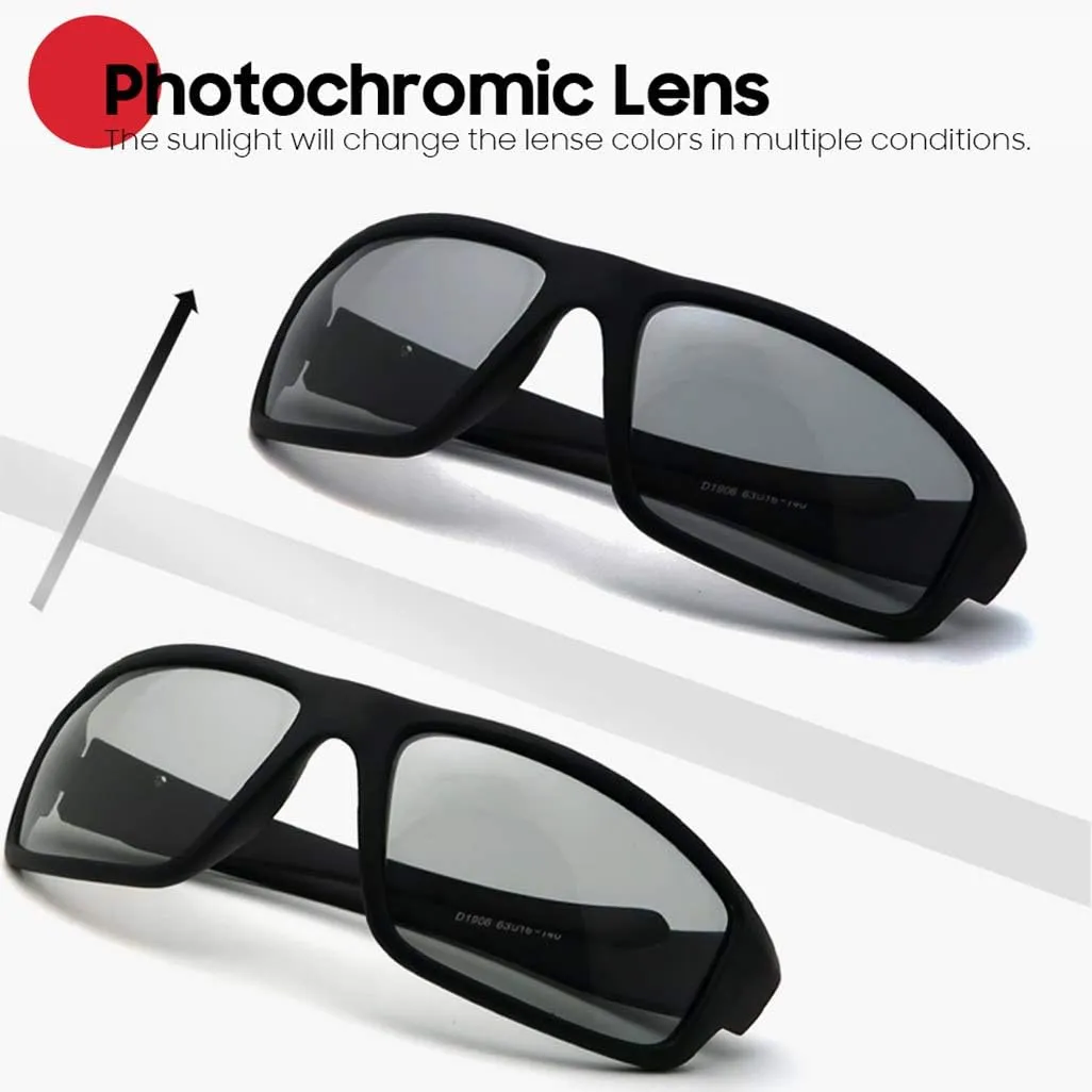 Photochromic Polarized Sports Sunglasses for Men Women UV Protection Safety Outdoor Cycling Driving Fishing Glasses