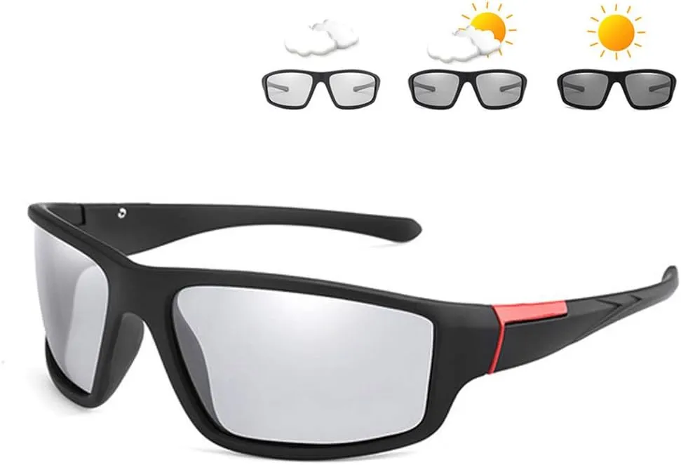 Photochromic Polarized Sports Sunglasses for Men Women UV Protection Safety Outdoor Cycling Driving Fishing Glasses
