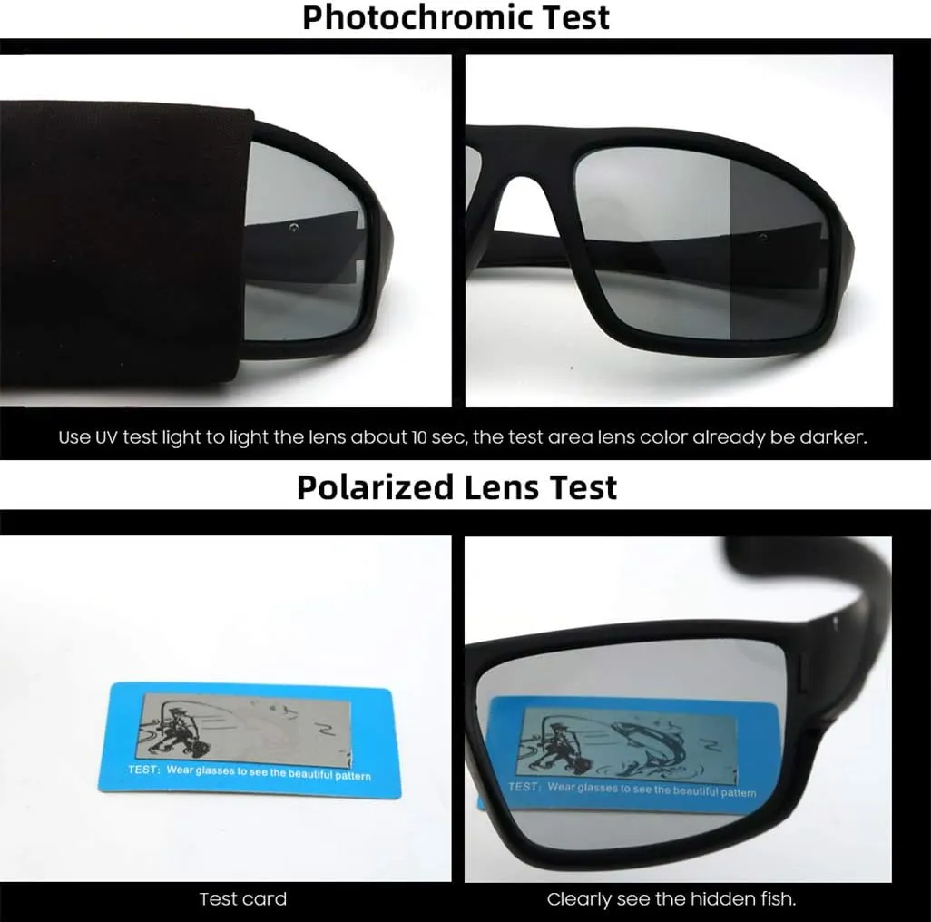 Photochromic Polarized Sports Sunglasses for Men Women UV Protection Safety Outdoor Cycling Driving Fishing Glasses