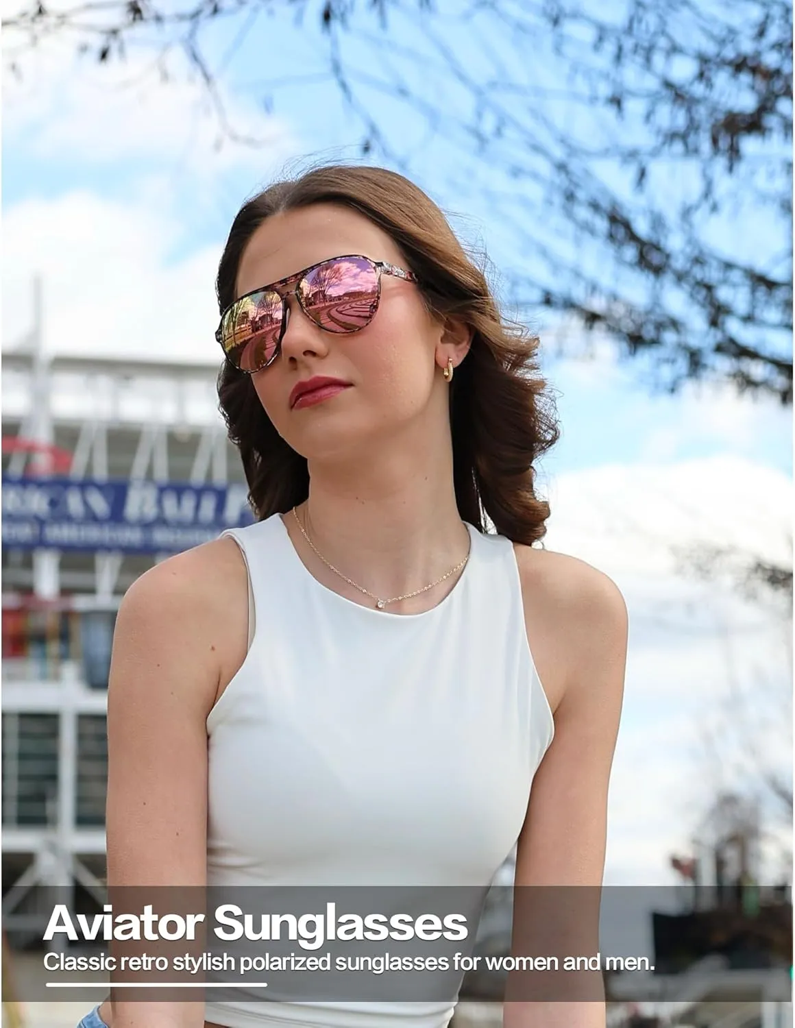 Polarized Aviator Sunglasses for Women Men Retro Trendy Sports Sunglasses for Outdoor UV400 Protection