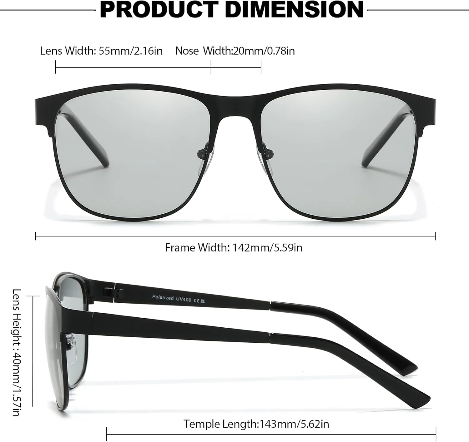 Polarized Photochromic Sunglasses for Men Women Anti Glare Driving Sun Glasses IF3722
