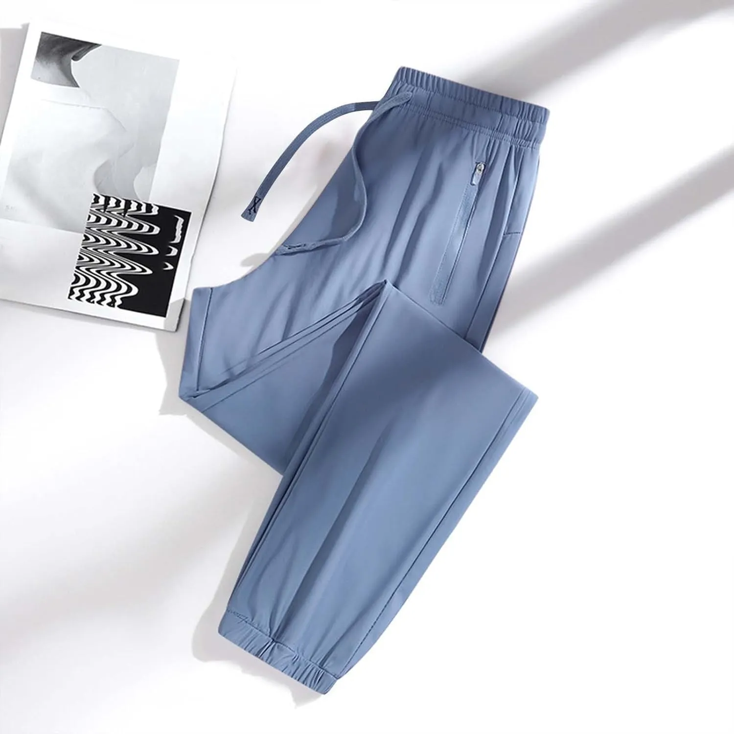 Quick Dry Stretch Active Pants for Women Unisex 2024 Loose Breathable Elastic Waistband Sweatpants with Zip Pocket