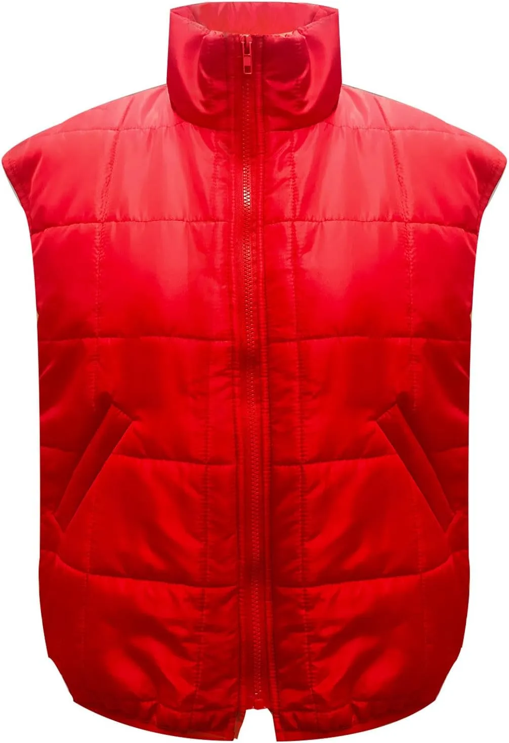 Quilted Vest Women Winter Stand Collar Cropped Quilted Down Gilet Jacket Oversized Zip Up Down Puffer Jacket Outerwear