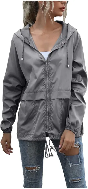 Rain Coats for Women Waterproof Raincoat Lightweight Rain Jacket Hooded Windbreaker with Pockets for Outdoor