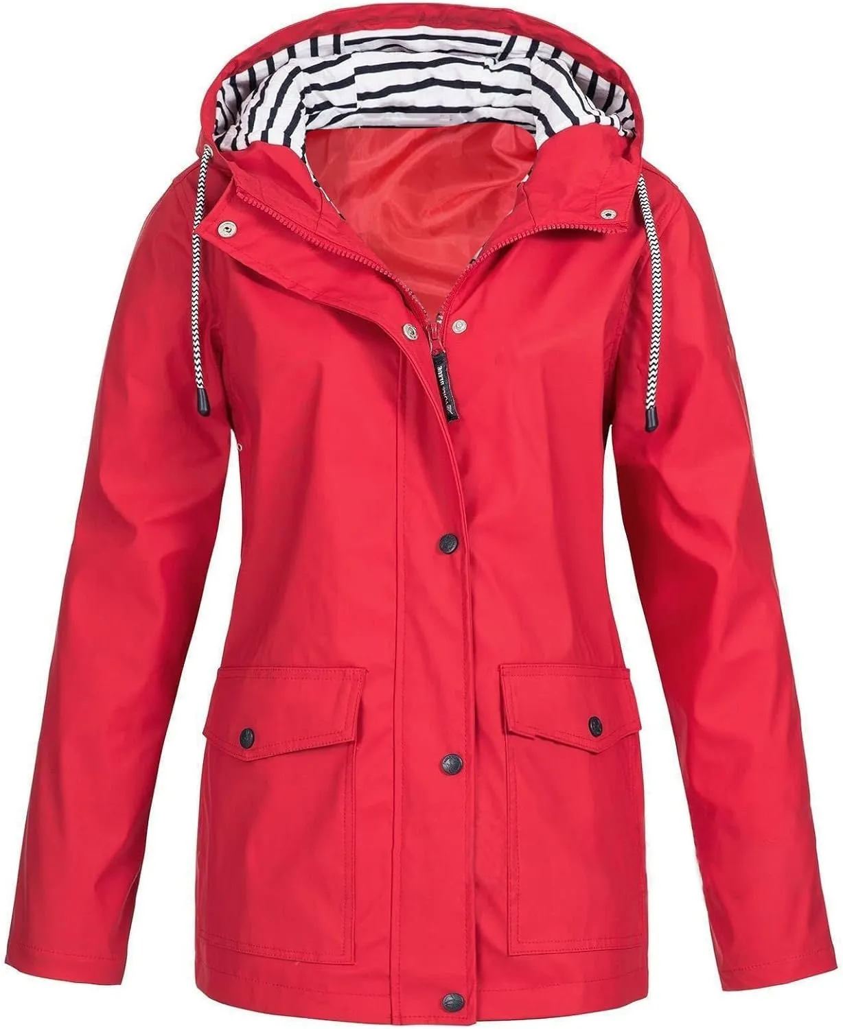 Rain Jacket Women Waterproof Packable Hooded Rain Coats Lightweight Outdoor Raincoats with Pockets Plus Size