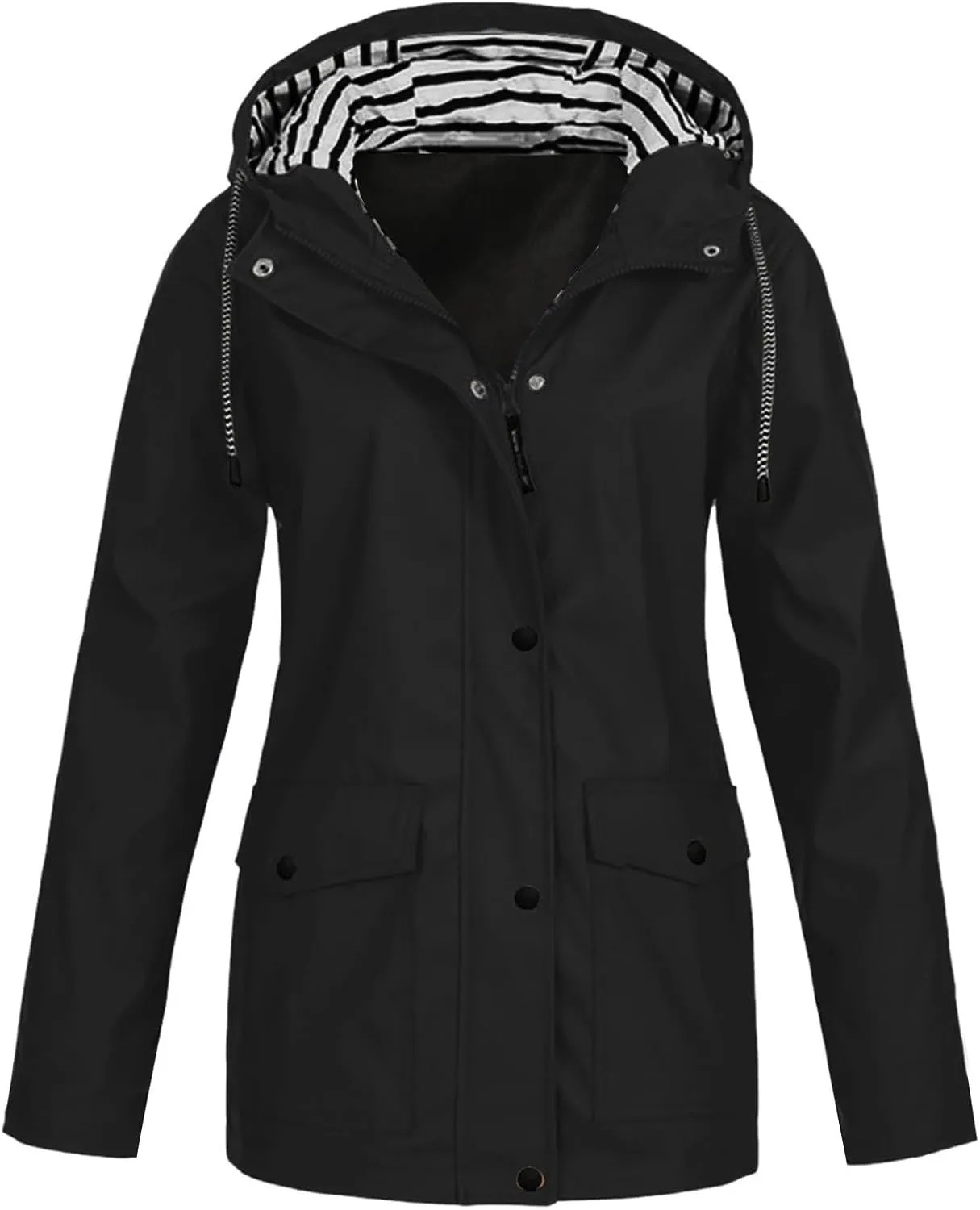 Rain Jacket Women Waterproof Packable Hooded Rain Coats Lightweight Outdoor Raincoats with Pockets Plus Size
