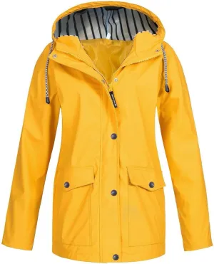 Rain Jacket Women Waterproof Packable Hooded Rain Coats Lightweight Outdoor Raincoats with Pockets Plus Size