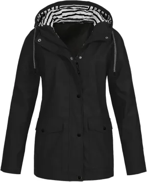 Rain Jacket Women Waterproof Packable Hooded Rain Coats Lightweight Outdoor Raincoats with Pockets Plus Size