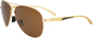 Raze Eyewear Maverick Motorcycle Polarized Sunglasses Gold Metal Frame w/Brown Lenses