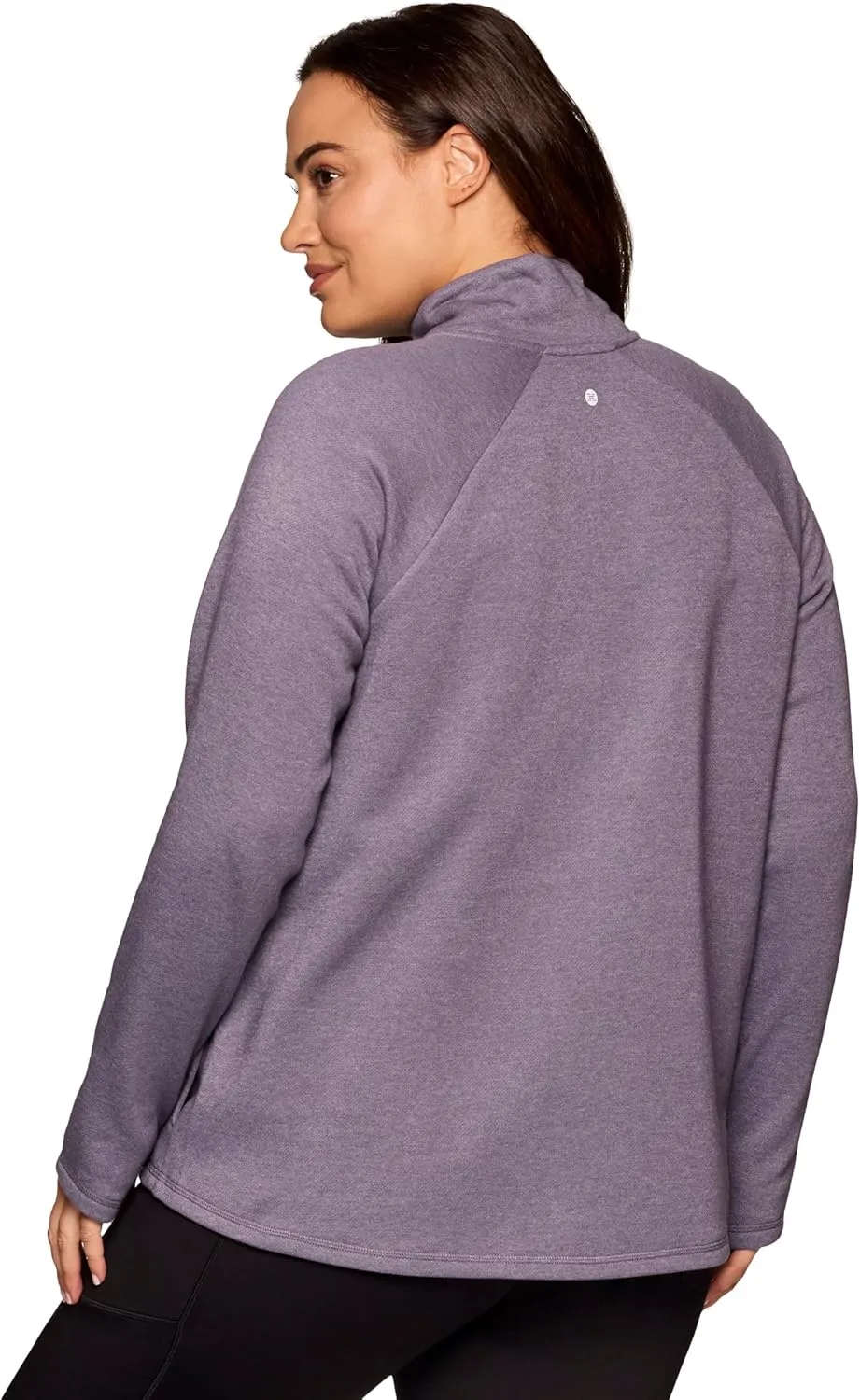 RBX Active Women's Plus Size Mock Neck Long Sleeve Fleece Pullover Sweatshirt