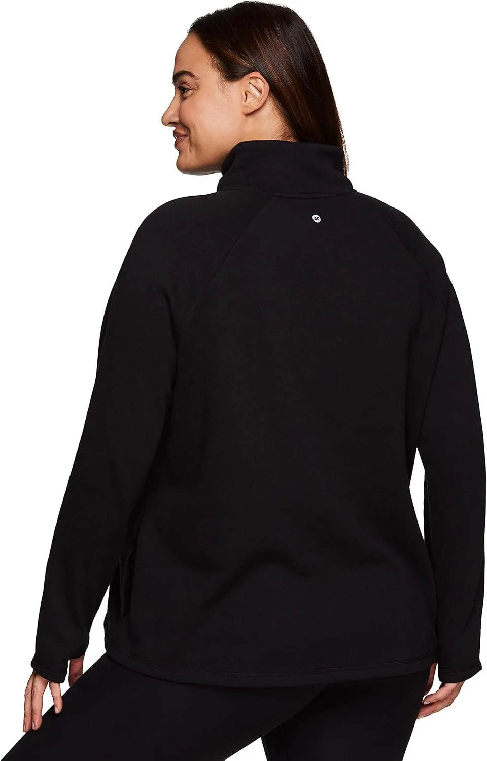 RBX Active Women's Plus Size Mock Neck Long Sleeve Fleece Pullover Sweatshirt