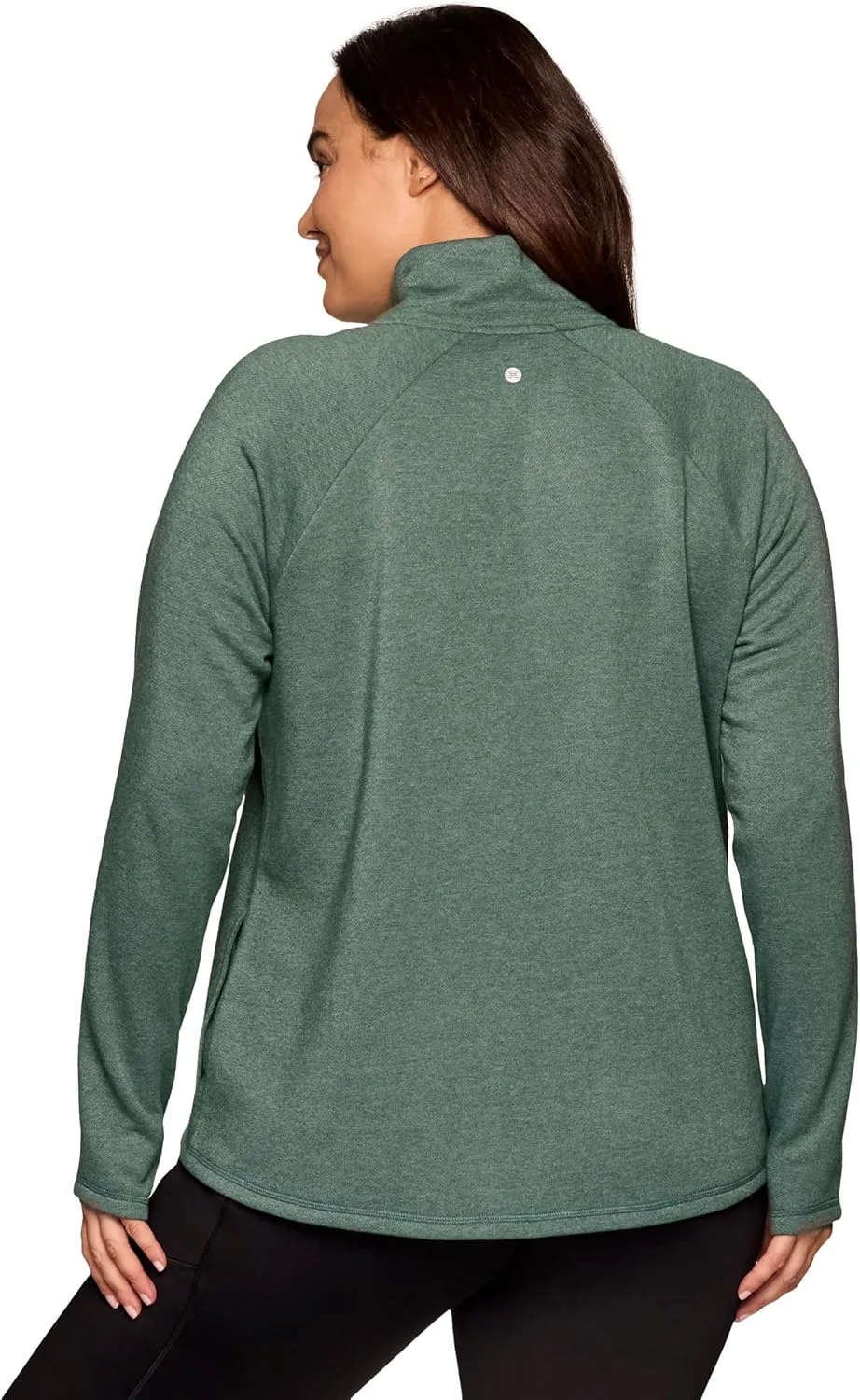 RBX Active Women's Plus Size Mock Neck Long Sleeve Fleece Pullover Sweatshirt