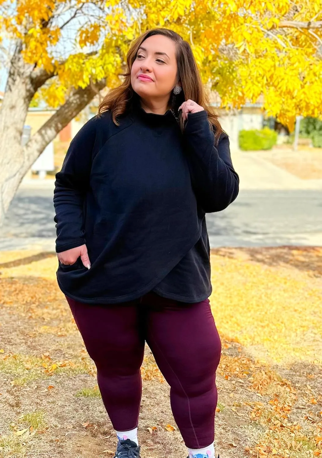 RBX Active Women's Plus Size Mock Neck Long Sleeve Fleece Pullover Sweatshirt