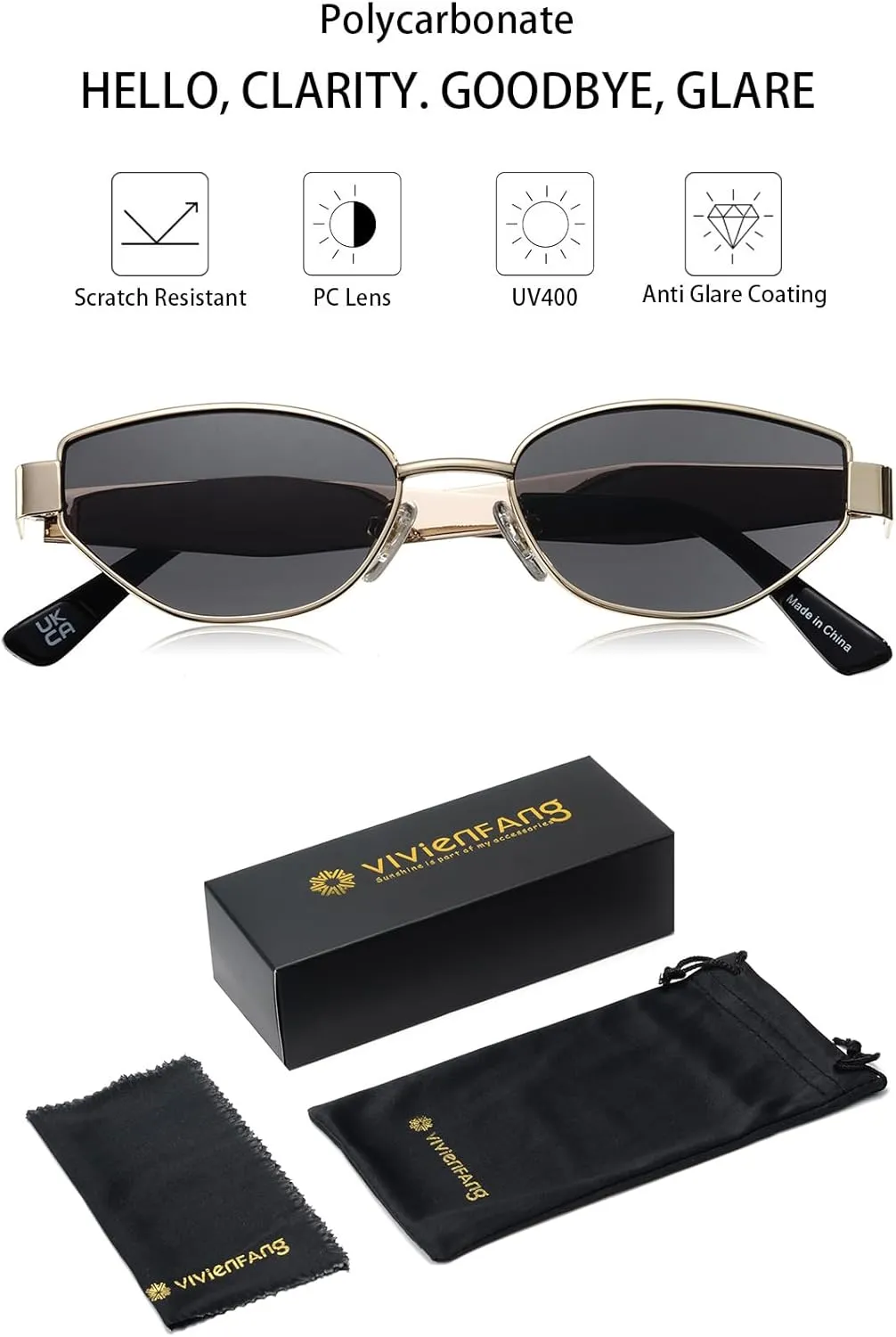 Retro Cat Eye Sunglasses for Women, Trendy 2025 Women's Shades, Fashion Cateye Sun Glasses UV Protection VF2249