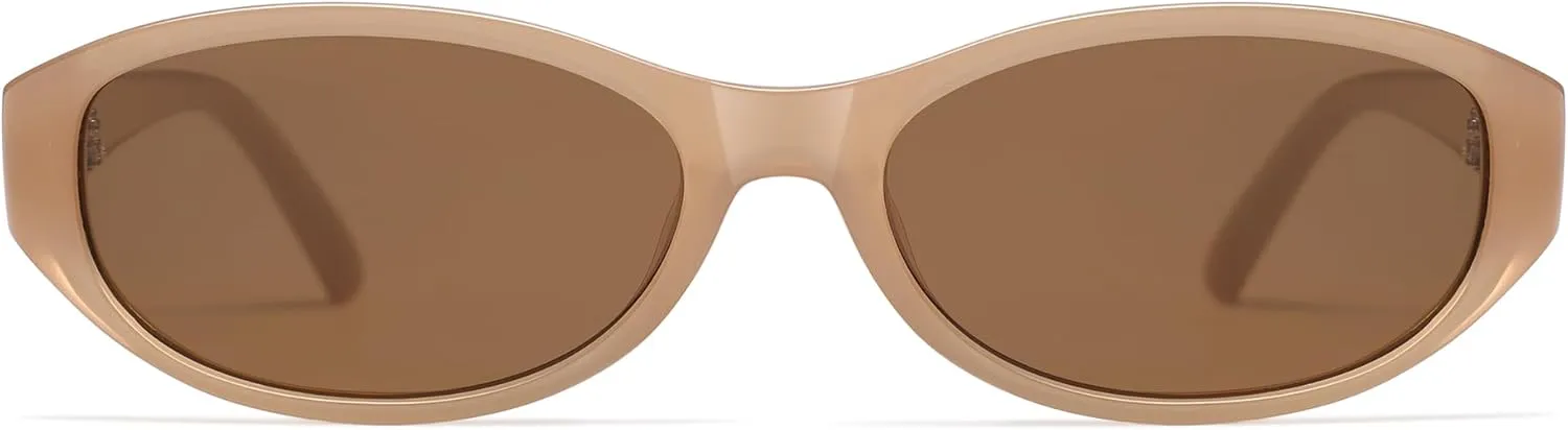 Retro Oval Sunglasses for Women Chic Cat Eye 90s Sunnies Lightweight Trendy Narrow Square Sun glasses AP3727