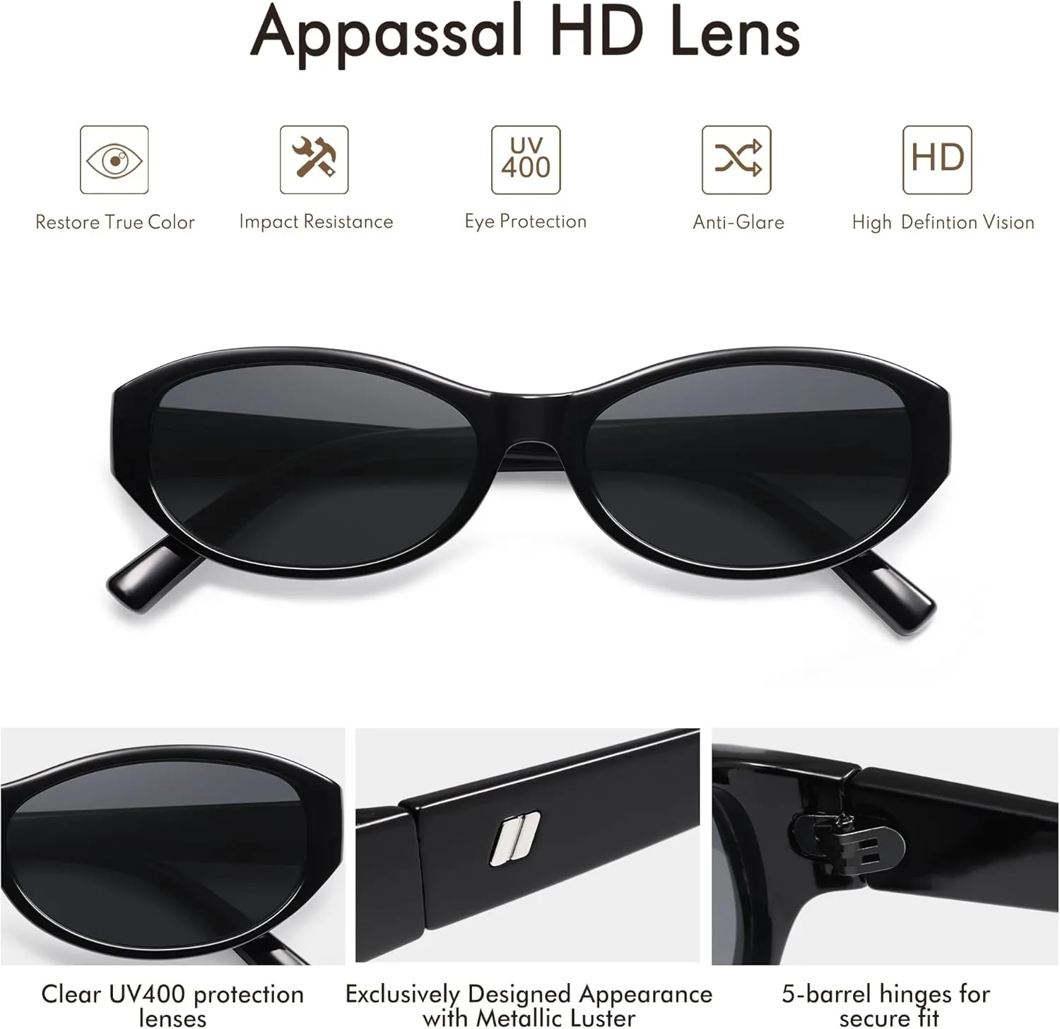 Retro Oval Sunglasses for Women Chic Cat Eye 90s Sunnies Lightweight Trendy Narrow Square Sun glasses AP3727