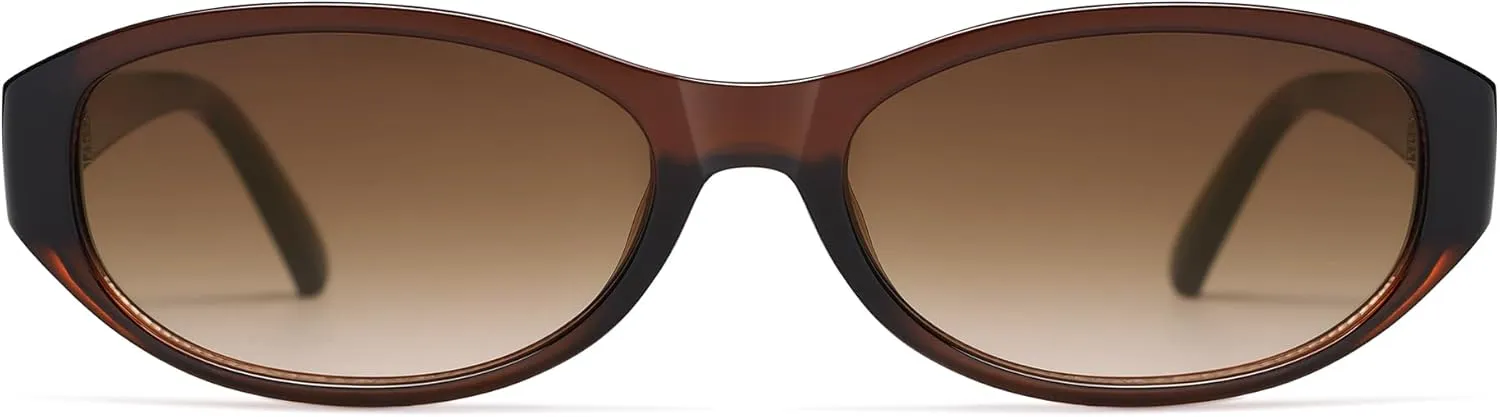 Retro Oval Sunglasses for Women Chic Cat Eye 90s Sunnies Lightweight Trendy Narrow Square Sun glasses AP3727