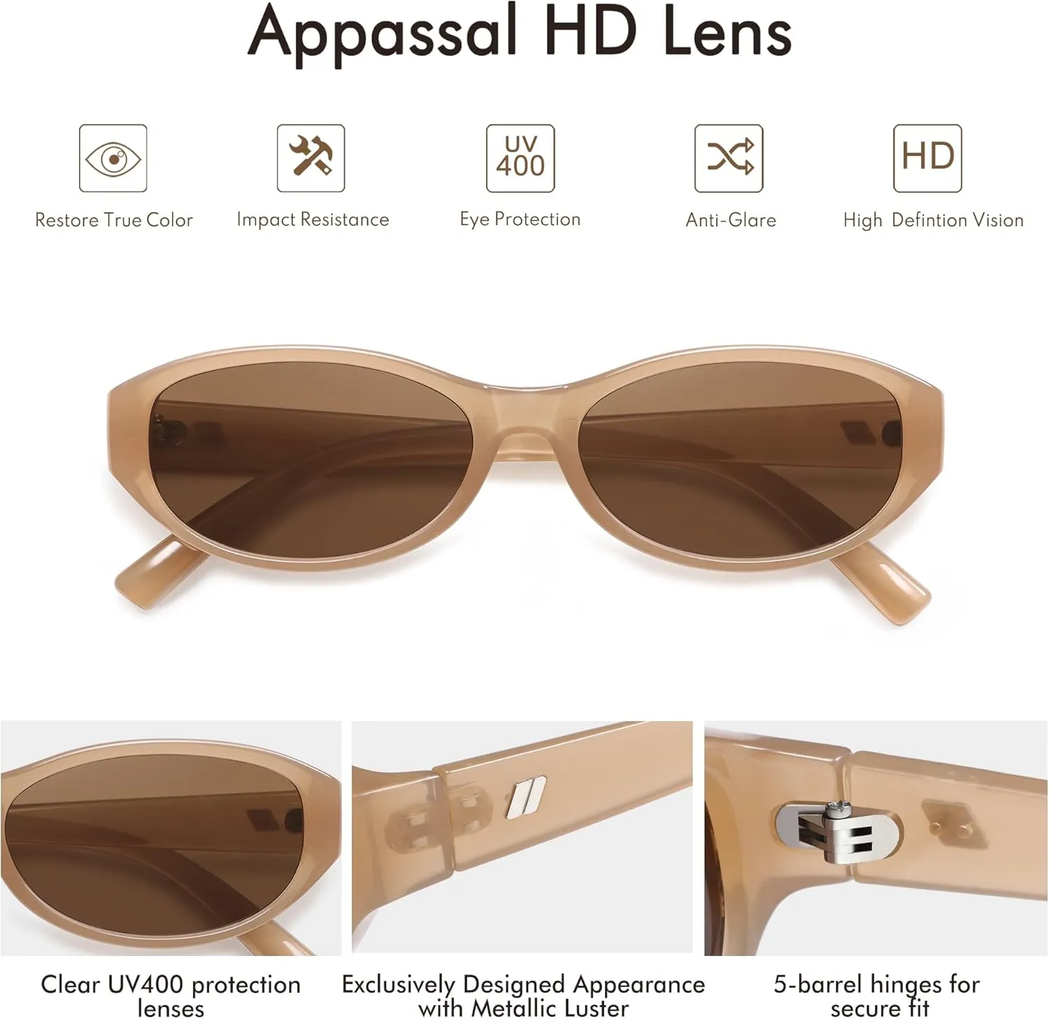 Retro Oval Sunglasses for Women Chic Cat Eye 90s Sunnies Lightweight Trendy Narrow Square Sun glasses AP3727