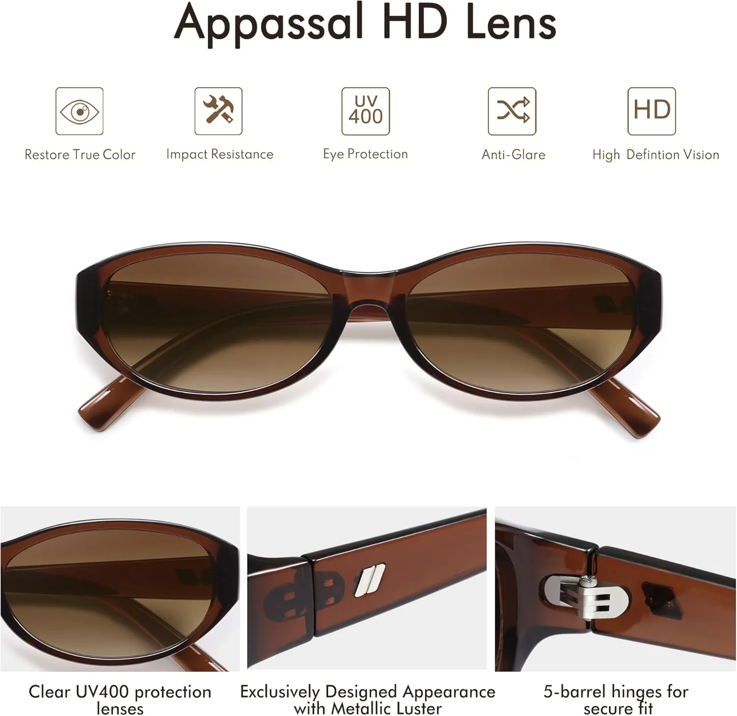 Retro Oval Sunglasses for Women Chic Cat Eye 90s Sunnies Lightweight Trendy Narrow Square Sun glasses AP3727