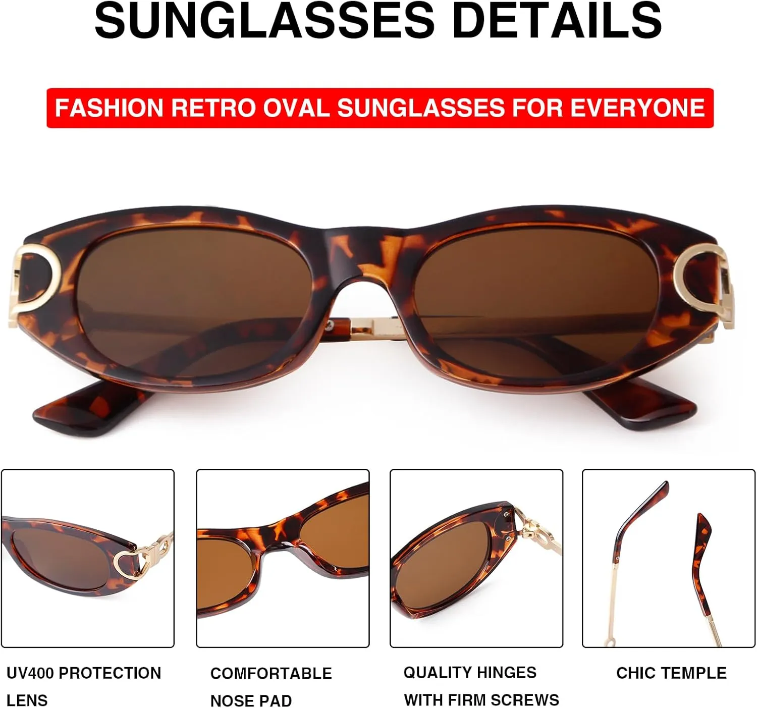 Retro Oval Sunglasses for Women Classic 90s Narrow Oval Sun Glasses Trendy Vintage Cat Eye Shades