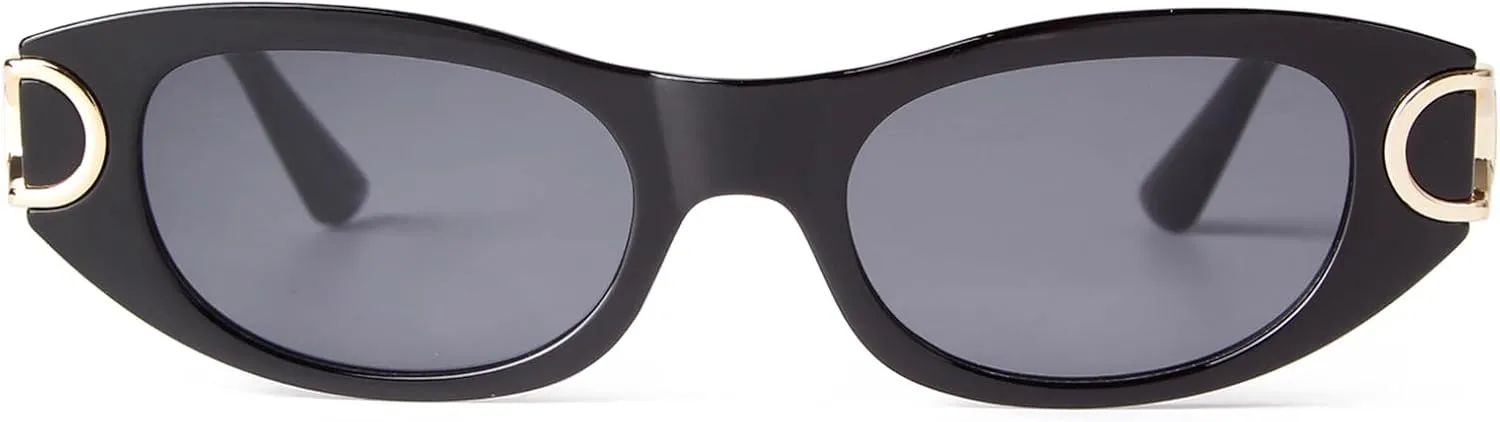 Retro Oval Sunglasses for Women Classic 90s Narrow Oval Sun Glasses Trendy Vintage Cat Eye Shades