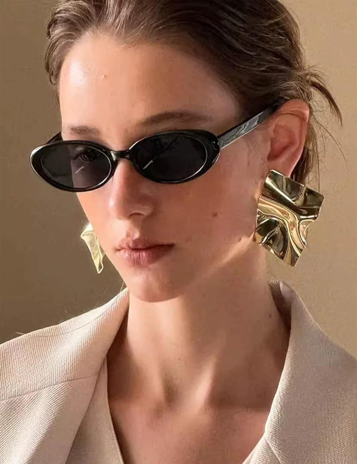 Retro Oval Sunglasses for Women Men Chic Small Lightweight Sun Glasses 90s Vintage Shades