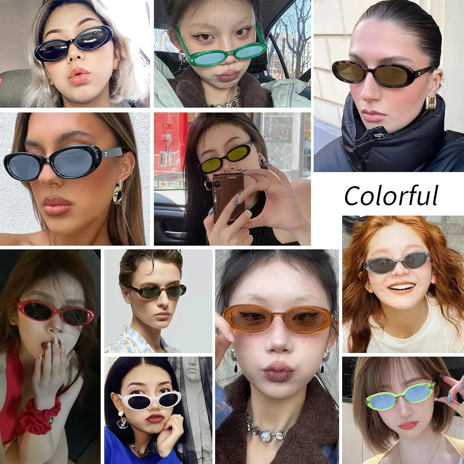 Retro Oval Sunglasses for Women Men Small 90s Trendy Sun Glasses UV400 Protection