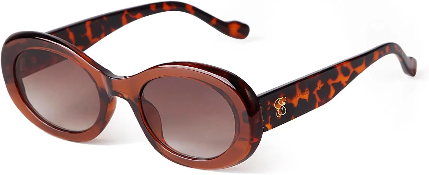 Retro Oval Sunglasses for Women Small Face 90s Vintage Cute Cat Eye Sun glasses Black