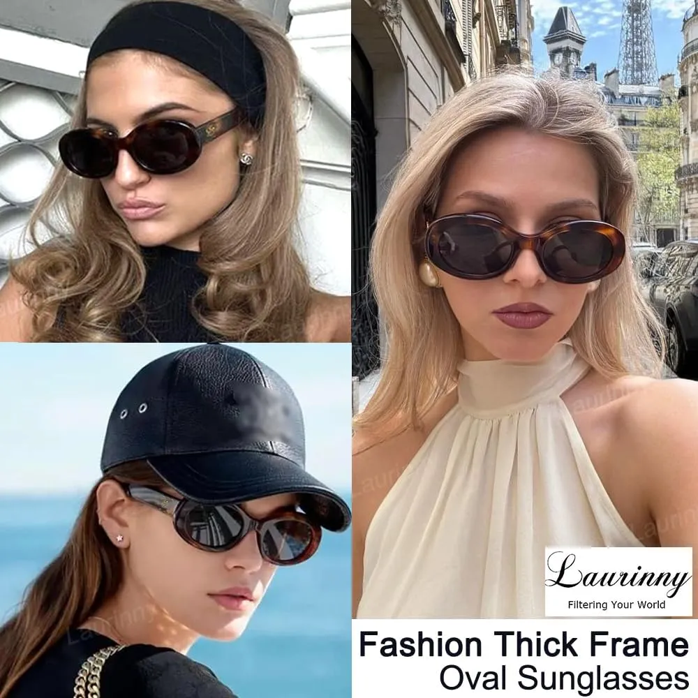 Retro Oval Sunglasses for Women Small Face 90s Vintage Cute Cat Eye Sun glasses Black