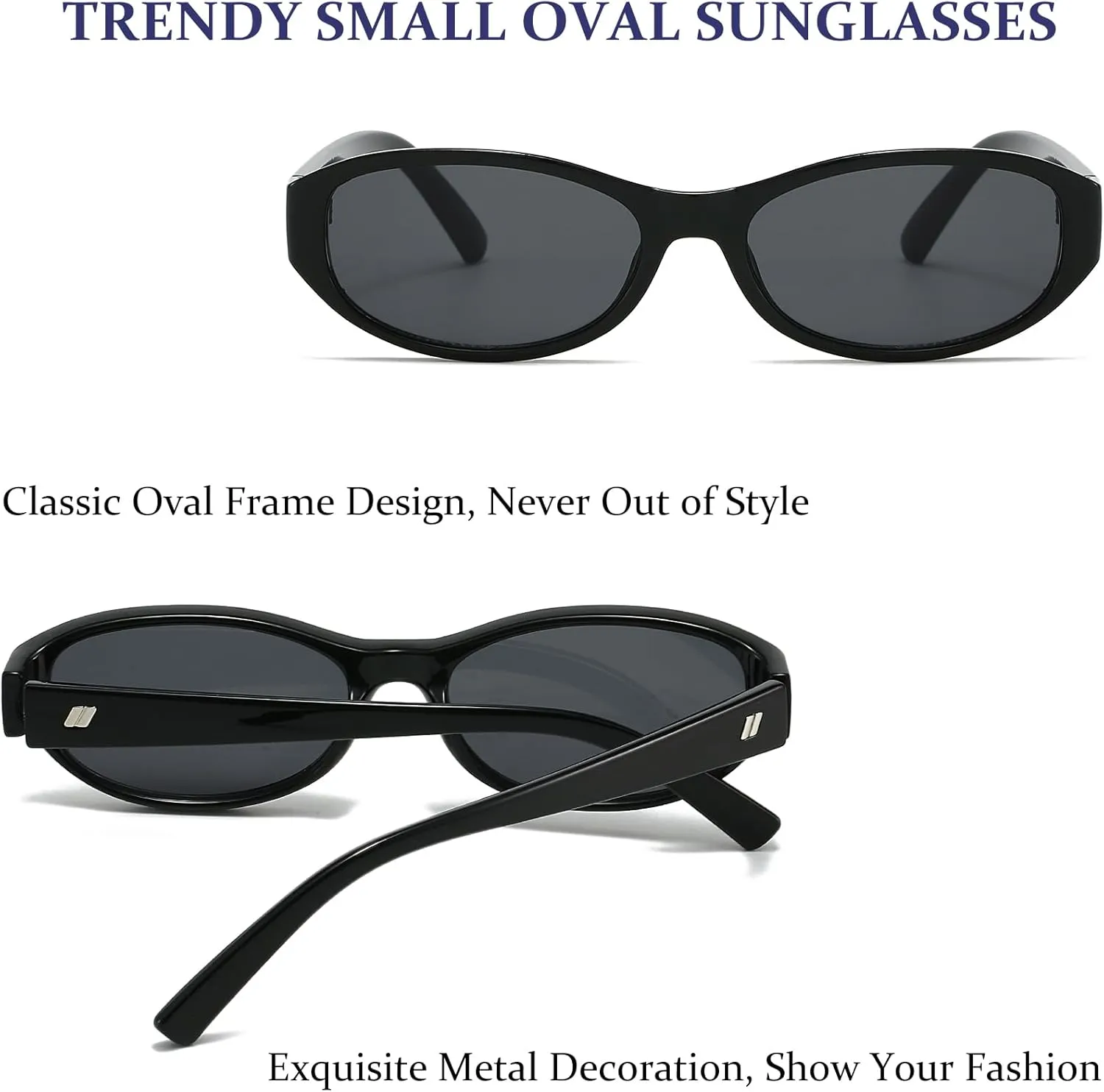 Retro Oval Sunglasses for Women Trendy Cute Womens Small Oval Sunglasses 90s Narrow Cat Eye Shades