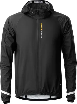 ROCKBROS Cycling Rain Jacket Mens Rain Jackets Waterproof with Hood Windbreaker Cycling Rain Gear Lightweight Reflective