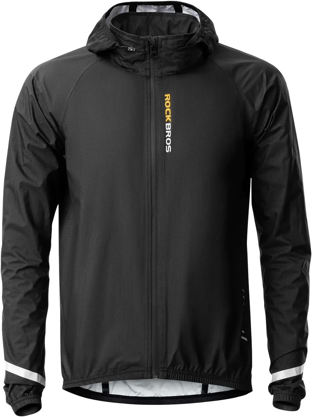 ROCKBROS Cycling Rain Jacket Mens Rain Jackets Waterproof with Hood Windbreaker Cycling Rain Gear Lightweight Reflective
