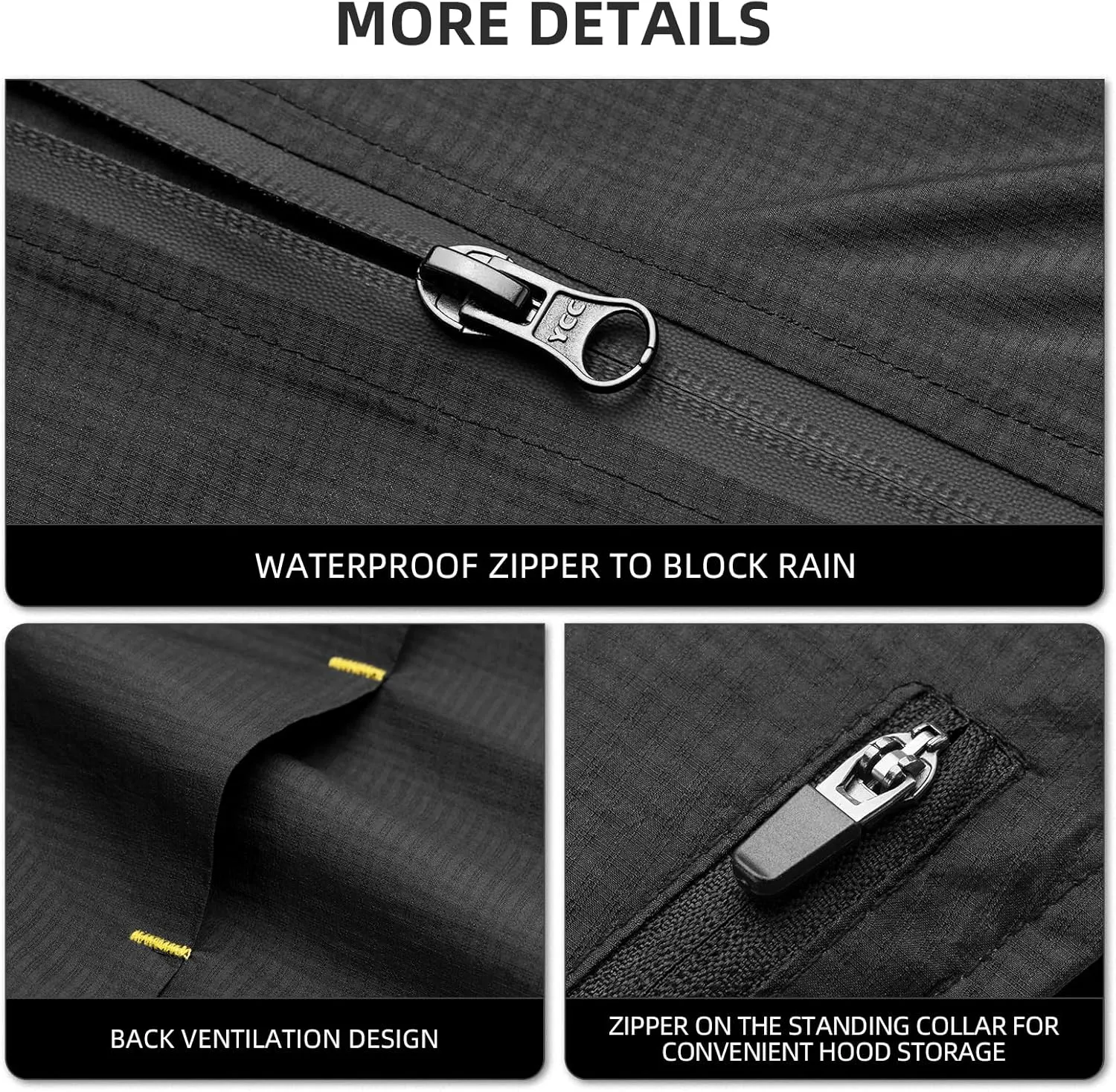 ROCKBROS Cycling Rain Jacket Mens Rain Jackets Waterproof with Hood Windbreaker Cycling Rain Gear Lightweight Reflective