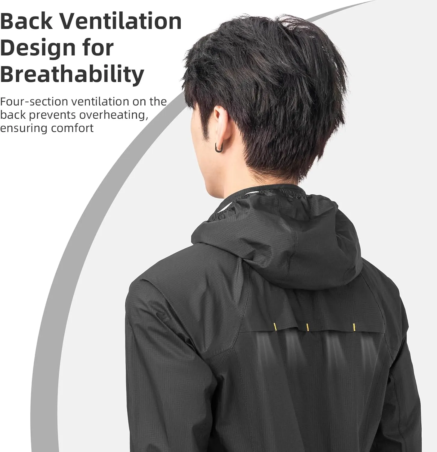 ROCKBROS Cycling Rain Jacket Mens Rain Jackets Waterproof with Hood Windbreaker Cycling Rain Gear Lightweight Reflective