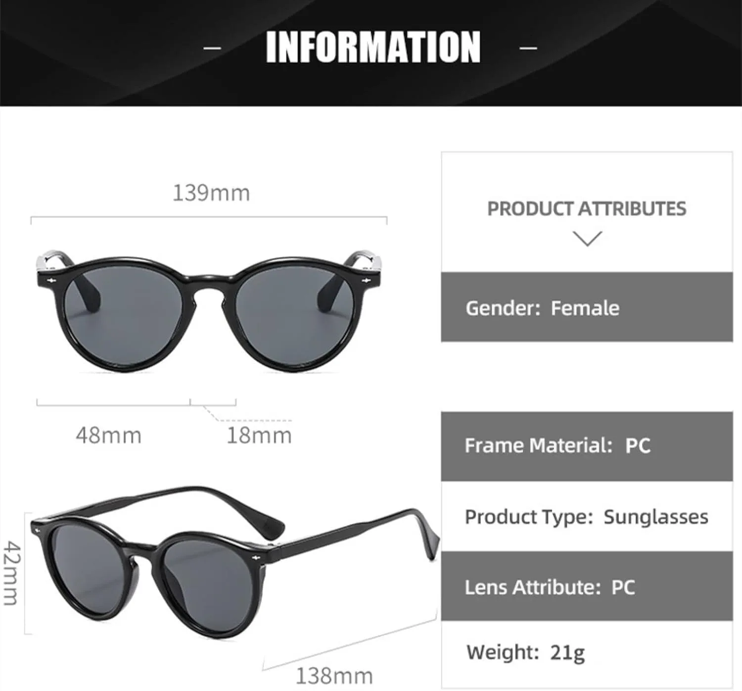 Round Sunglasses Women Men Shades Transparent Frame Sun Glasses Uv400