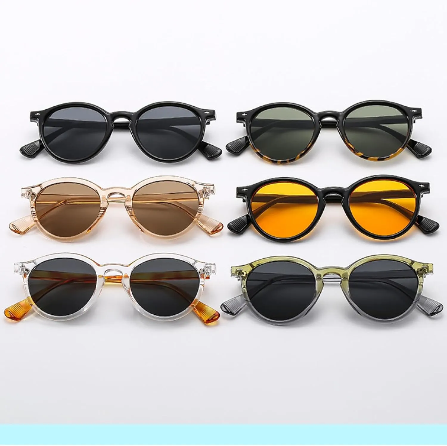 Round Sunglasses Women Men Shades Transparent Frame Sun Glasses Uv400