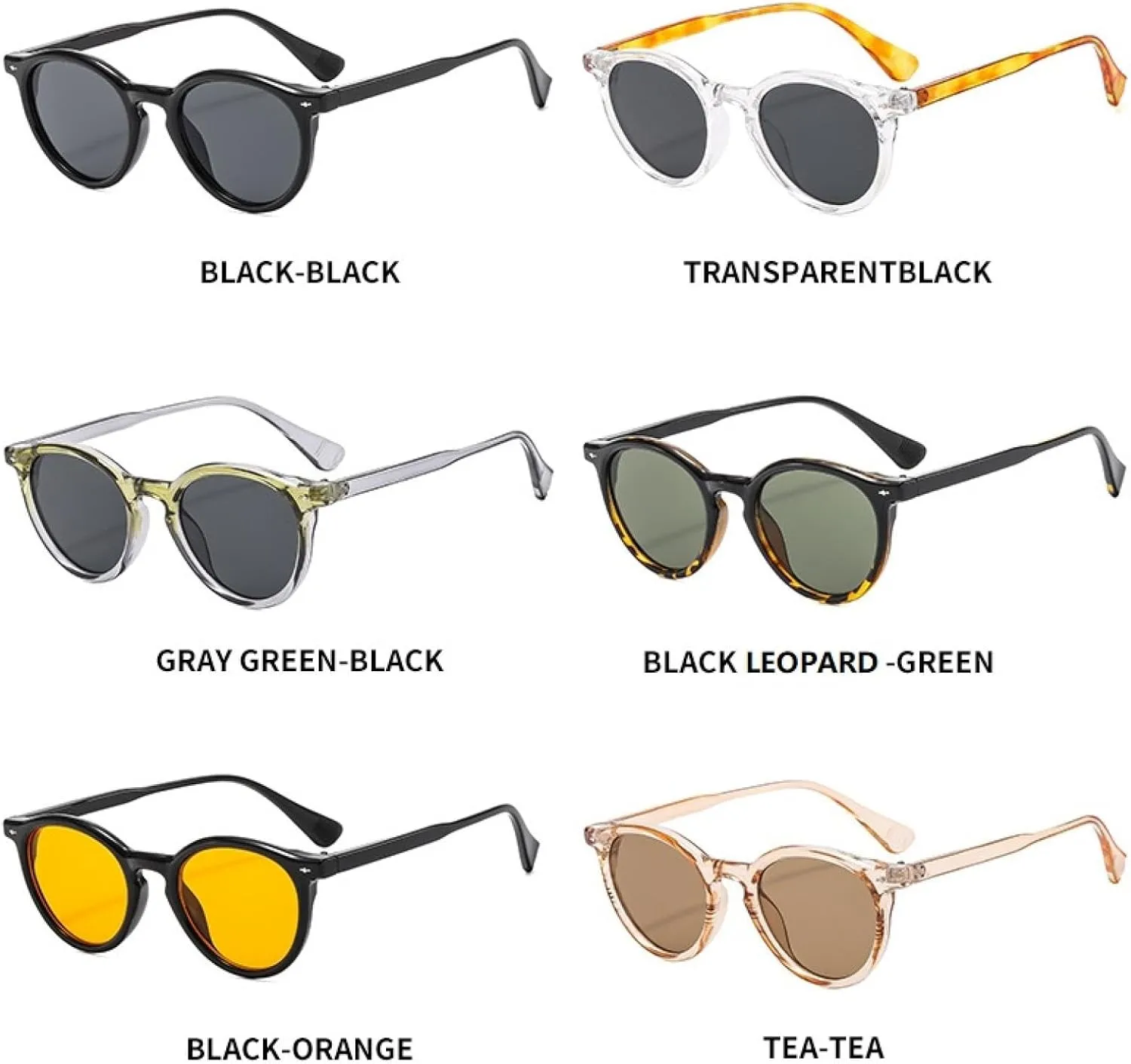 Round Sunglasses Women Men Shades Transparent Frame Sun Glasses Uv400