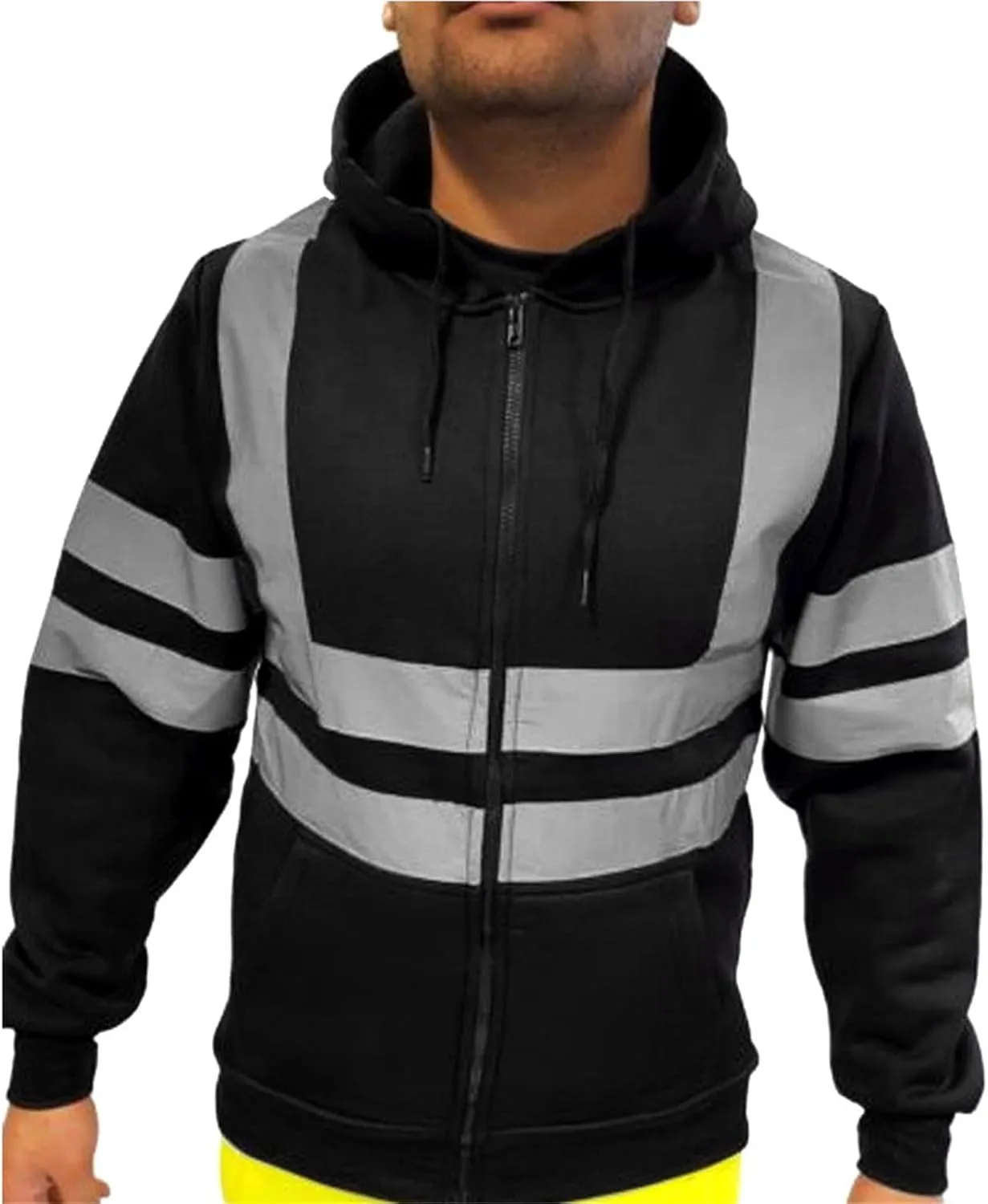 Safety Hi Vis Rain Set Class 3 High Visibility Rain Gear for Men Rain Suits Waterproof Reflective Hooded Jacket Pants