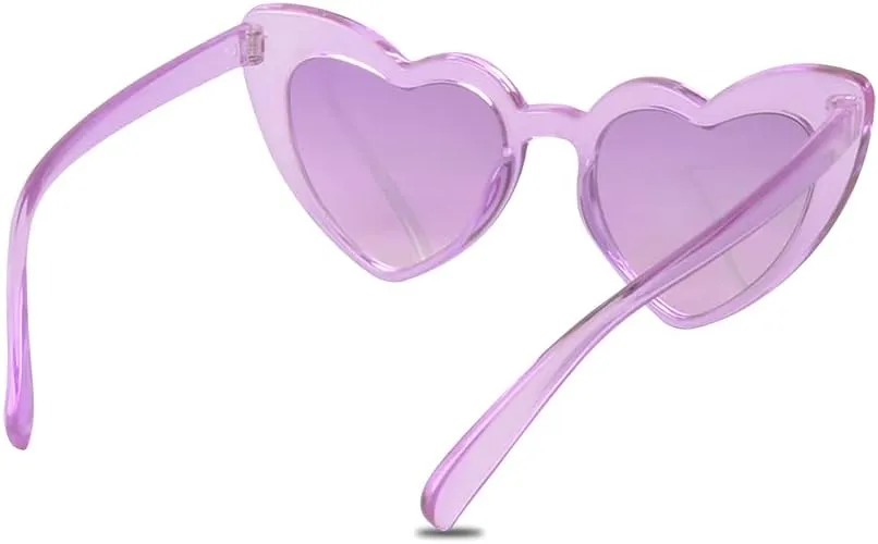 ShadyVEU Dress Up Slim Heart Shaped Shades Candy Colored Transparent Frame Cute Fun Cat Eye Love Kids Sunglasses
